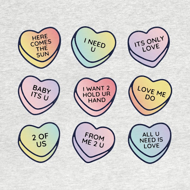 Beatles Love Songs Conversation Hearts by maura41